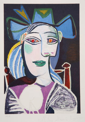 Pablo Picasso Estate Collection Buste De Femme Au Chapeau Bleu Hand Signed Art with COA