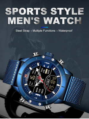 NAVIFORCE Top Luxury Brand Men's Watch Military Sport Quartz Wrist Watches Stainless Steel LED Digital clock