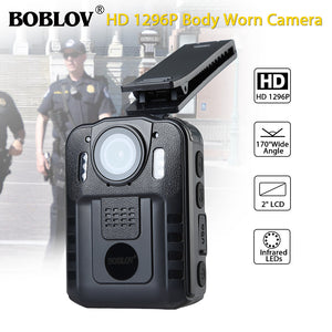 BOBLOV WN9 Wearable Body Camera HD 1296P 32GB Police Camara Body Worn Camera Security Night Vision  2 Inch Screen Security Cameras Mini Comcorder
