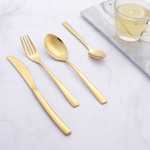 Elegant and Sophisticated 24PCS Gold Cutlery Dinner Set Cutlery Set Dishes Knives Forks Spoons  Kitchen Dinnerware Stainless Steel Tableware Set