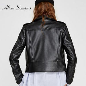 Leather Diva Style Fashion Jacket Women PU Faux Leather Jackets Moto Biker Jacket Black Zippers Motorcycle Biker Coats