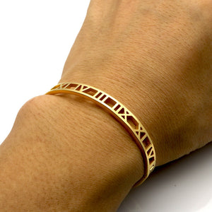 Cool, Classic Roman Numerals, DelicateTrendy Roman Numeral Bracelets & Bangles Titanium Steel Fine Jewelry For Women