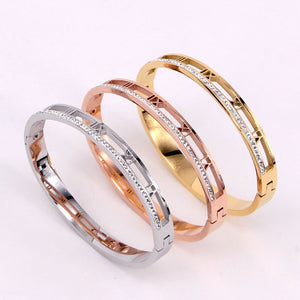 Soooo Chic! Best selling Classic Elegant Roman Numerals crystal bracelet and stainless steel jewelry bracelet for women