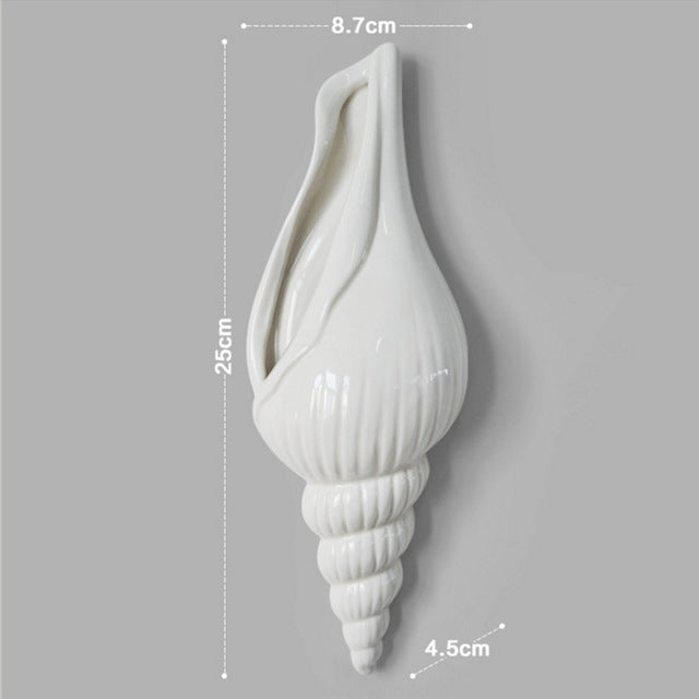 Simple Modern Beautiful Sea Shell Decor Elegant Vases, Creative  Nautical Sea Marine Chic  Mural Wall Flower Vase Conch Wall Decoration