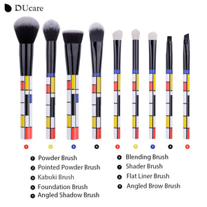 Cool Stylish  Make Up Brushes Cosmetic Tools Set 9 PCS Makeup Brushes Kabuki Foundation Eyeshadow Blending Goat Hair