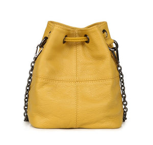 Fashion Classic Bucket Bag Women Genuine Leather Shoulder Bag Soft Real Leather Cross Bag Simple Messenger Bag