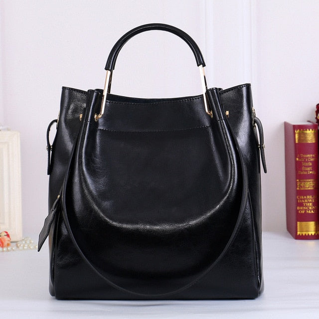 Fashion  Chic Minimalist 100% Genuine Leather Women Handbag  Travel Tote Bag Large Capacity Lady Shoulder &  Crossbody handbags
