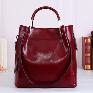 Fashion  Chic Minimalist 100% Genuine Leather Women Handbag  Travel Tote Bag Large Capacity Lady Shoulder &  Crossbody handbags