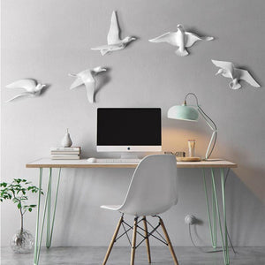 Modern Chic White Wall Decor Resin Happy Seabirds Elegant Bird Nautical Decor Seagull Wall Hanging Decor