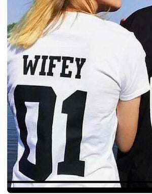 wifey and hubby 01 Couples T-Shirt Couples Honeymoon Romance Love Marriage Tees Couples Gifts Clothing Trendy Tops