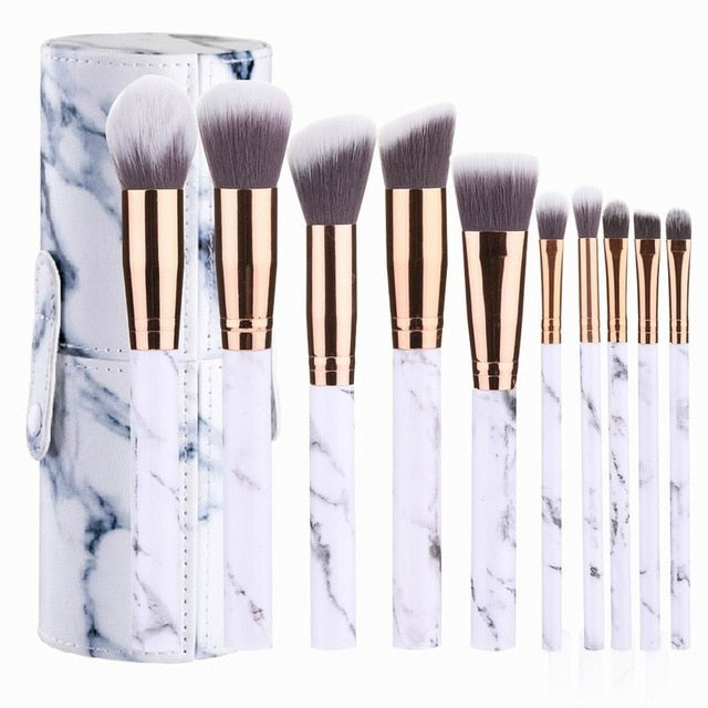 FABULOUS & CHIC Professional 10 Piece Marble Makeup Brushes Sets - Ramp up you Beauty Make routine with these!