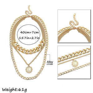 Miami Chic Choker Necklace Exaggerated Thick Chain European & America Fashion Queen Pendant Necklace Women Jewelry