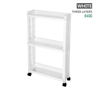 Kitchen Space Saver Storage Rack Fridge Side Shelf 2/3/4 Layer Removable With Wheels Bathroom Organizer Shelf