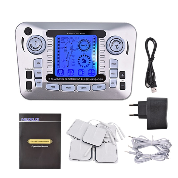 HEALTHY Acupuncture Therapy Electrical Muscle Stimulator Relaxation Muscle Massage Machine Pulse Tens Acupuncture Massager Slimming Fat Burner with10 Pads
