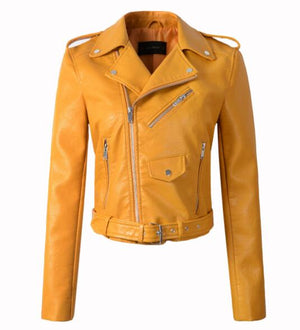 Cool Motorcycle Brando Diva Style Leather  Jacket Faux Leather  women leather coat  slim  jacket Leather