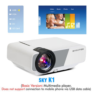 Home Cinema BYINTEK  SKY K1/K1plus LED Portable Home Theater HD Mini Projector (Optional Wired Sync Display For Iphone Ipad Phone Tablet)