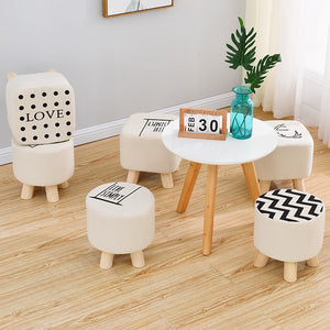 Happy & Cool Wooden Modern Stool chair Nordic inspired  Solid Wood Cotton  Floor Floating trendy accent furniture
