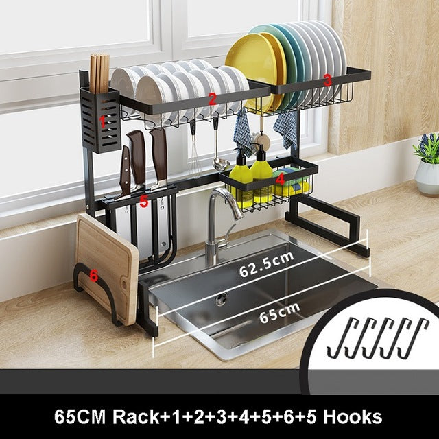 Ultimate Kitchen Modern  Space Saving Organizer Stainless Steel Kitchen Storage  Dish Rack U Shape Sink Drain Rack Two layers Kitchen Organizer Shelf  Storage Holder