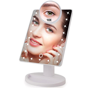 22 LED Lights Touch Screen Makeup Mirror Dropshipping Discounted Price 1X 10X Bright Adjustable USB Or Batteries Use 16 Lights