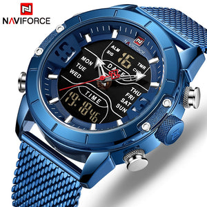 NAVIFORCE Top Luxury Brand Men's Watch Military Sport Quartz Wrist Watches Stainless Steel LED Digital clock