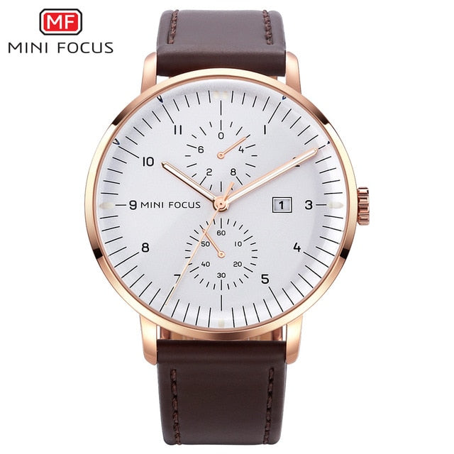 FOCUS Mens Watches Top Brand Luxury Quartz Watch Men Calendar Business Leather relogio masculino Waterproof reloj hombre