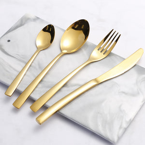 Elegant and Sophisticated 24PCS Gold Cutlery Dinner Set Cutlery Set Dishes Knives Forks Spoons  Kitchen Dinnerware Stainless Steel Tableware Set