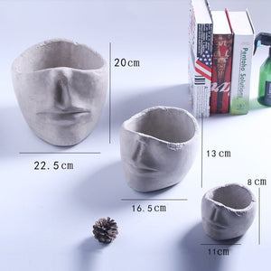 Creative Modern Design face head flower pot cement small flower pot large vase