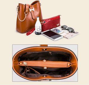 FAB Women luxury Quality Messenger Bags Genuine Leather Elegant  Bucket Shoulder Bags