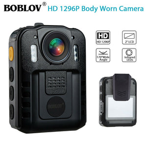 BOBLOV WN9 Wearable Body Camera HD 1296P 32GB Police Camara Body Worn Camera Security Night Vision  2 Inch Screen Security Cameras Mini Comcorder